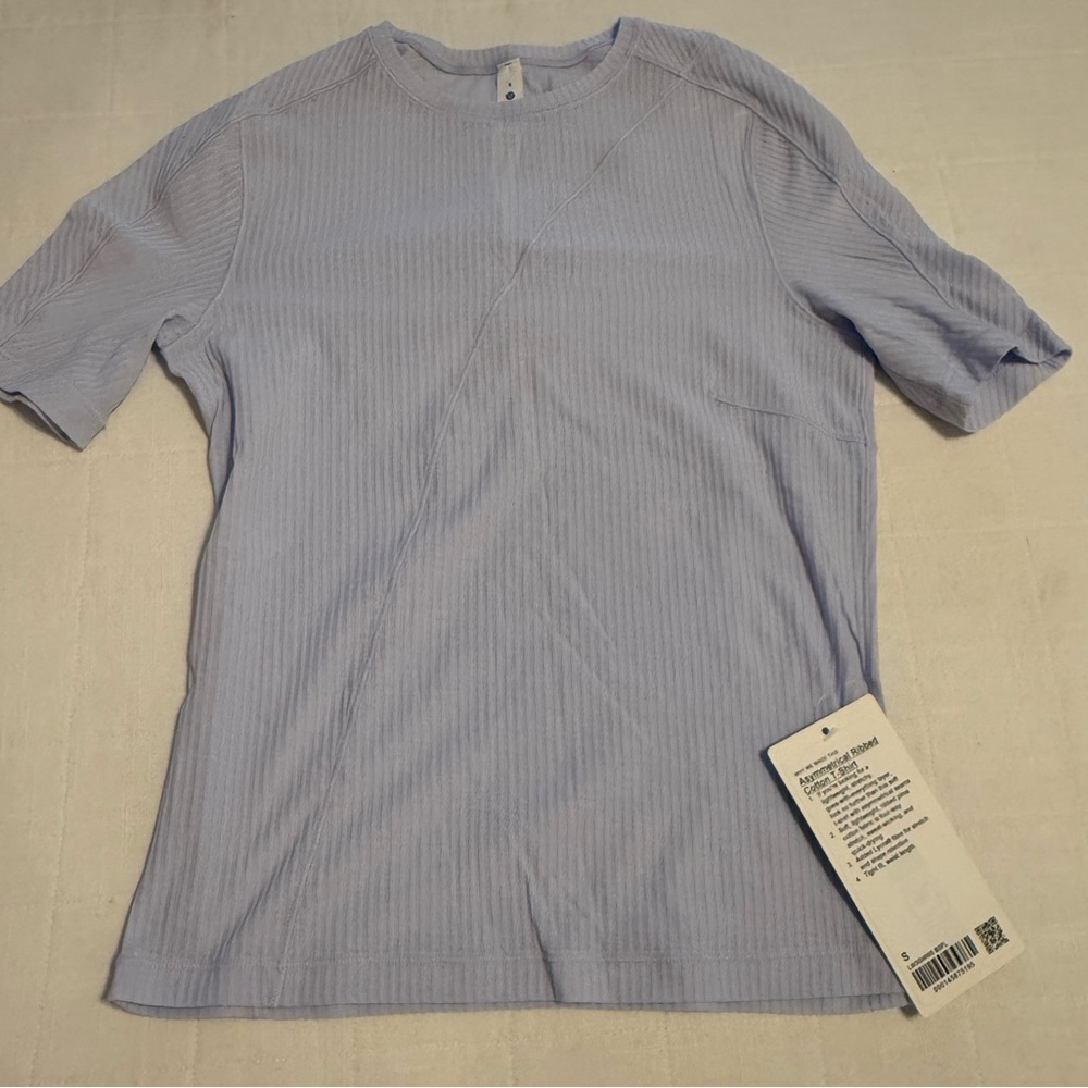 Lululemon Asymmetrical Ribbed Cotton T-Shirt - Blissful Blue - Size S